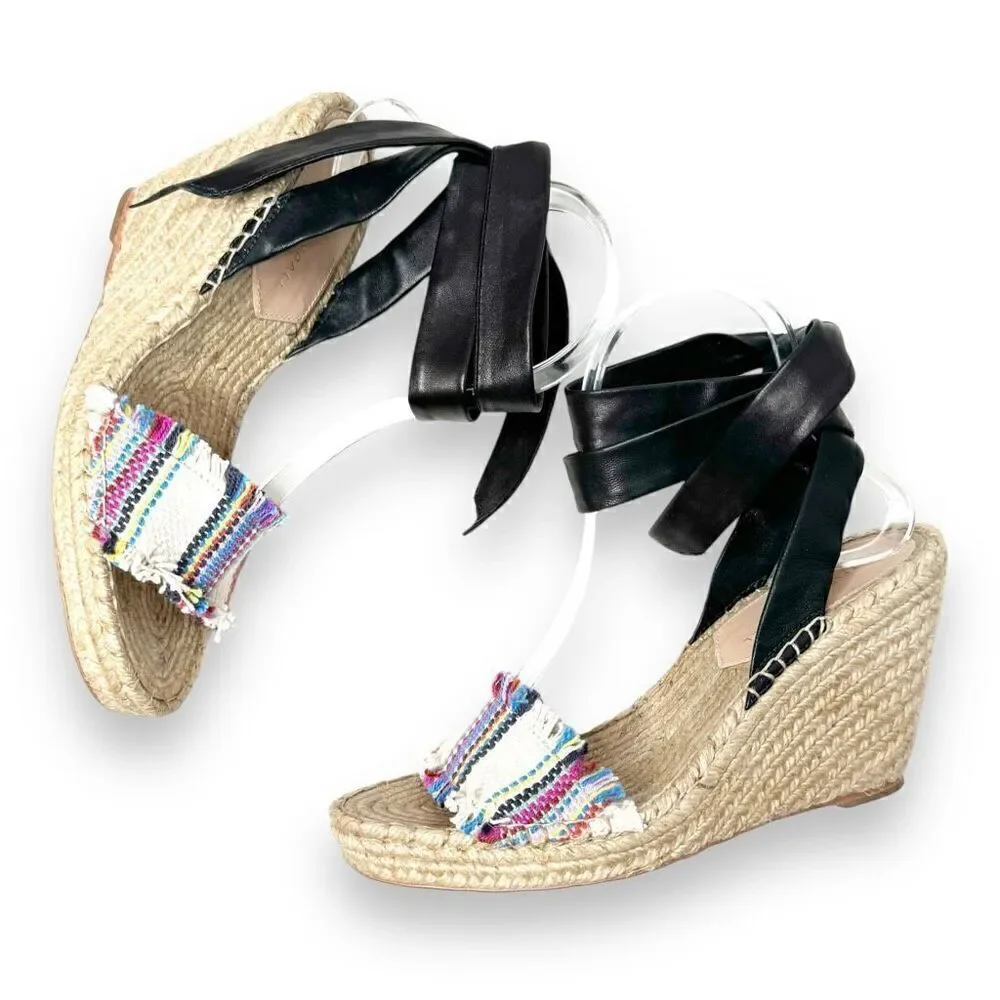 LOEFFLER RANDALL Harper Jute Striped Espadrille Wedge Sandals Women’s Size 7.5 B